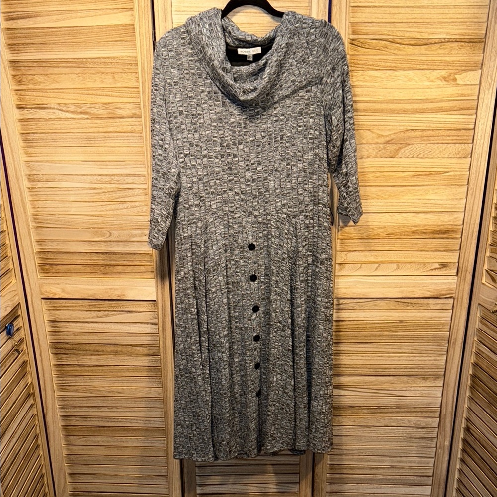 Robbie Bee Gray Cowl Neck Button-Down Dress Size XL